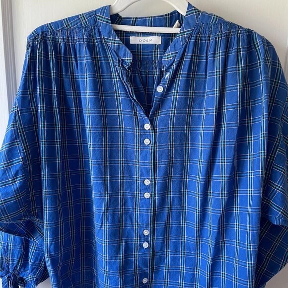 Doen Blue Plaid Blouse - Picture 3 of 6
